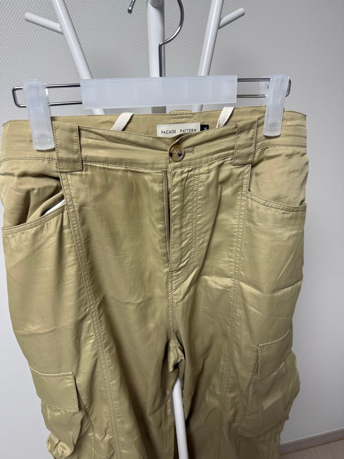 파사드패턴 실키 카고 팬츠 (올리브 베이지 / M) 상품이미지3