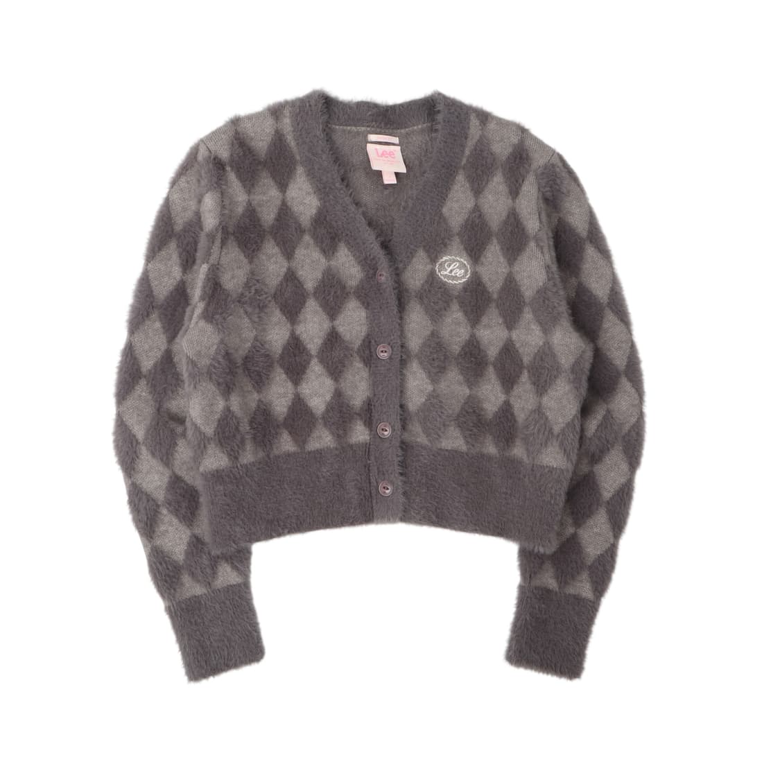 Lee 리 모헤어 아가일 크롭 니트 가디건 상품이미지1