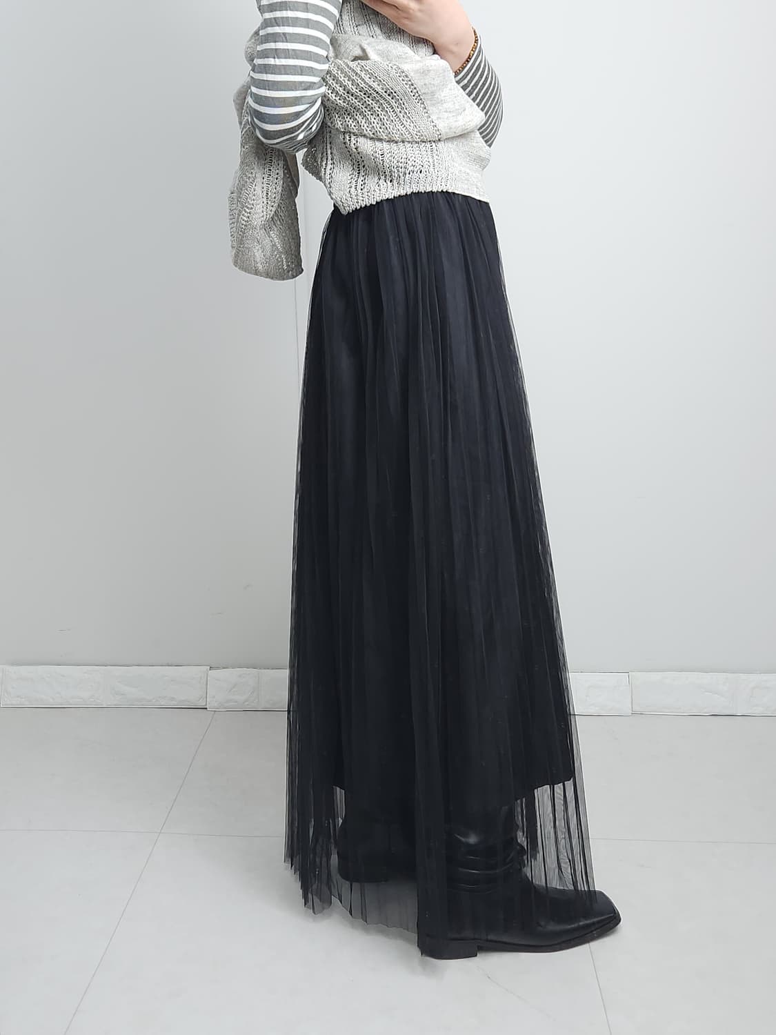 (GU)플리츠 샤 롱 스커트 상품이미지4