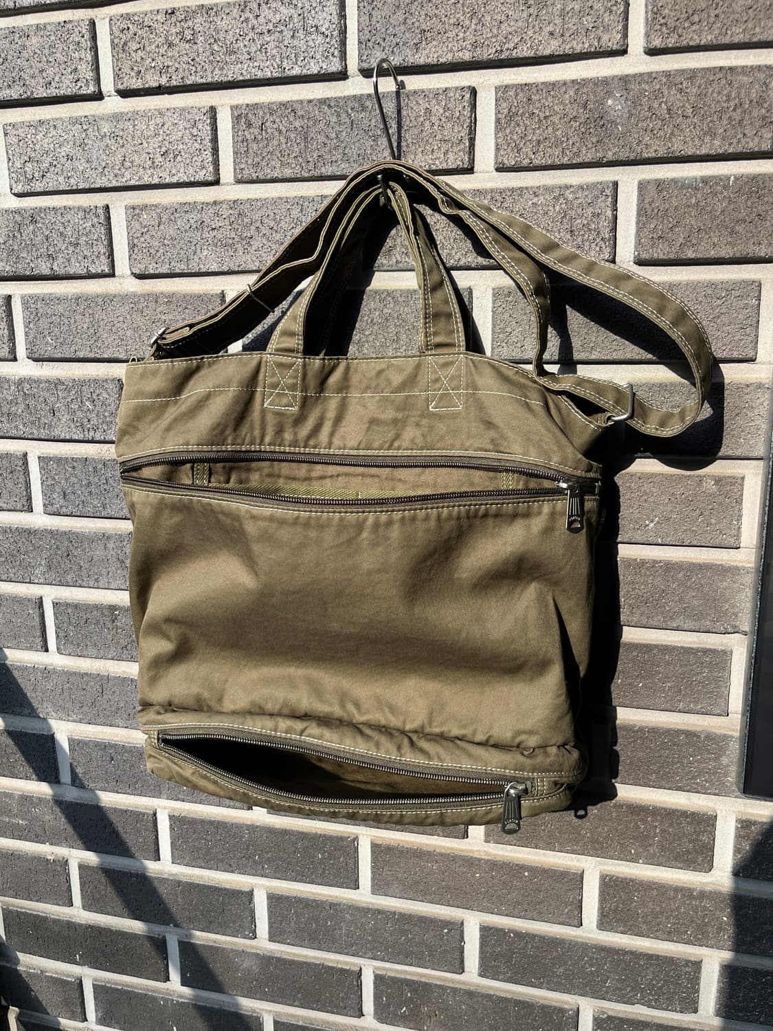 Porter 포터 화이트 스티치 코튼백 올리브 그린 상품이미지8