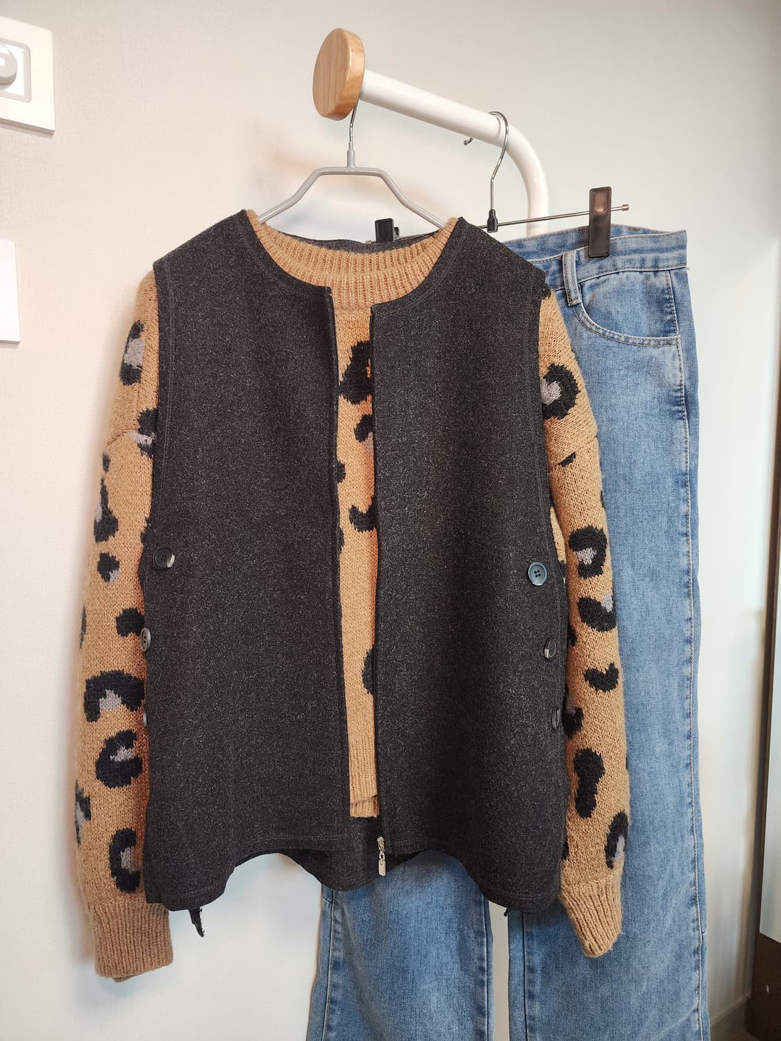 울 혼방 여성 조끼 L 상품이미지1