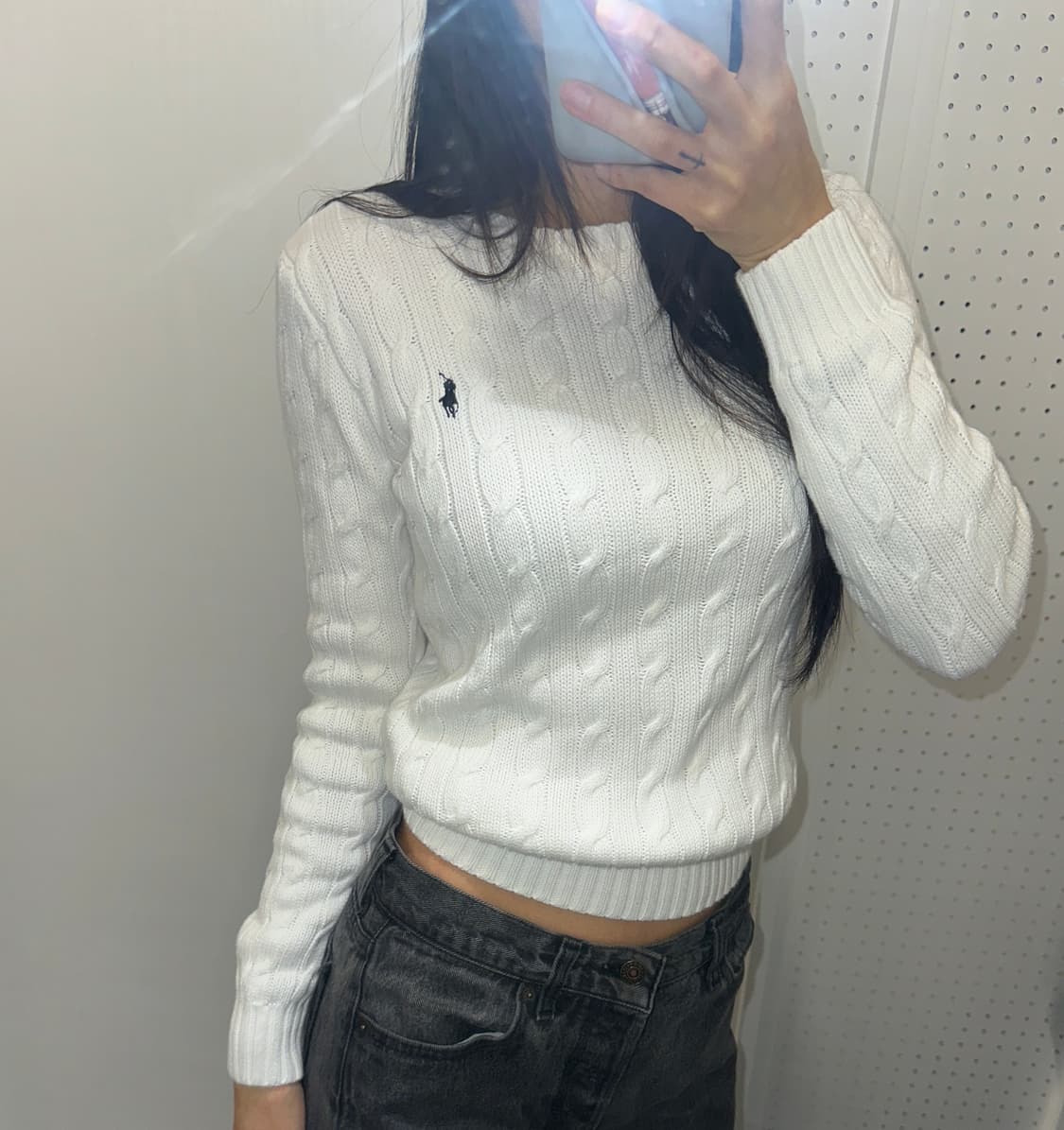폴로 케이블  화이트 니트 상품이미지2