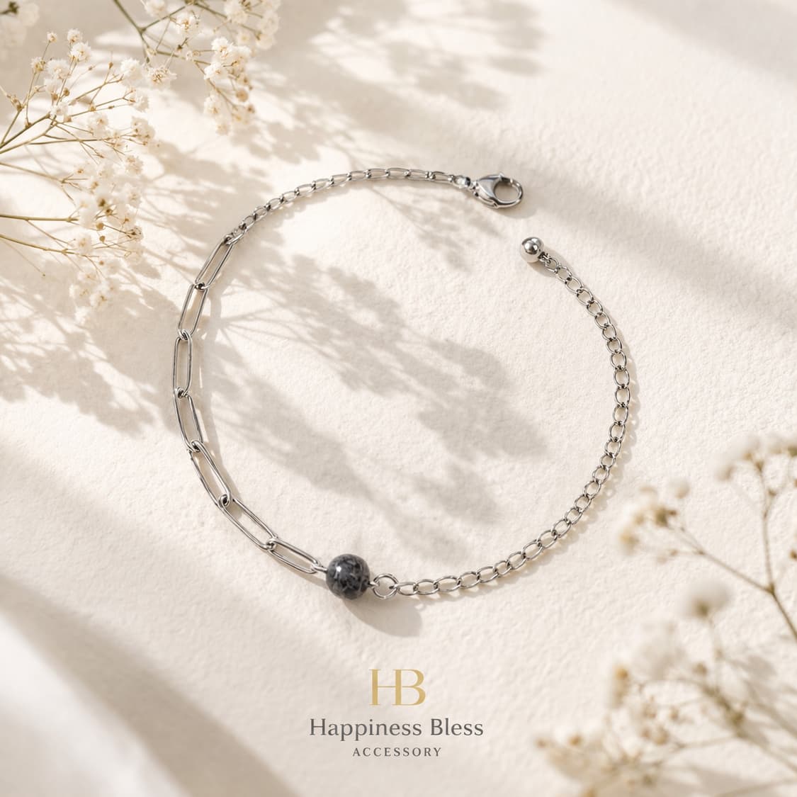 ​[내추럴 앤 시크] 써지컬 클립 체인 맵 재스퍼 팔찌 상품이미지1