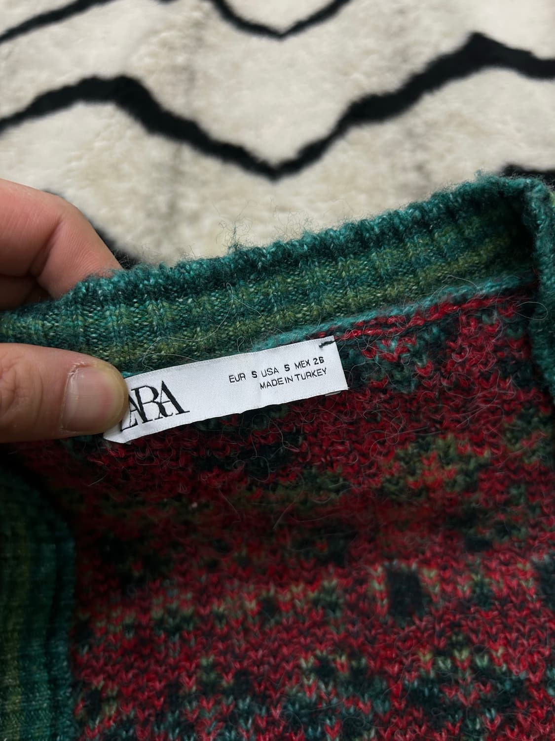 [M]ZARA 스퀘어넥 크롭 자카드 플라워 패턴 니트 가디건 상품이미지5