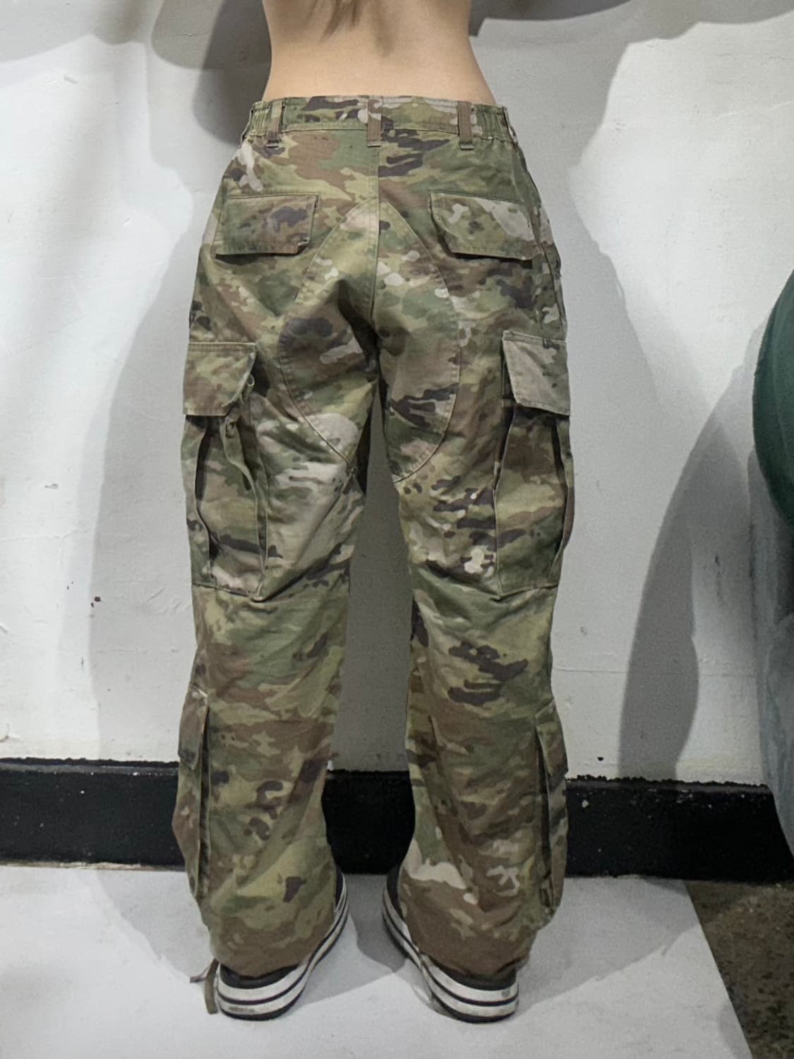 빈티지 카키 밀리터리 카모 미군 군복 와이드 카고 팬츠  상품이미지3