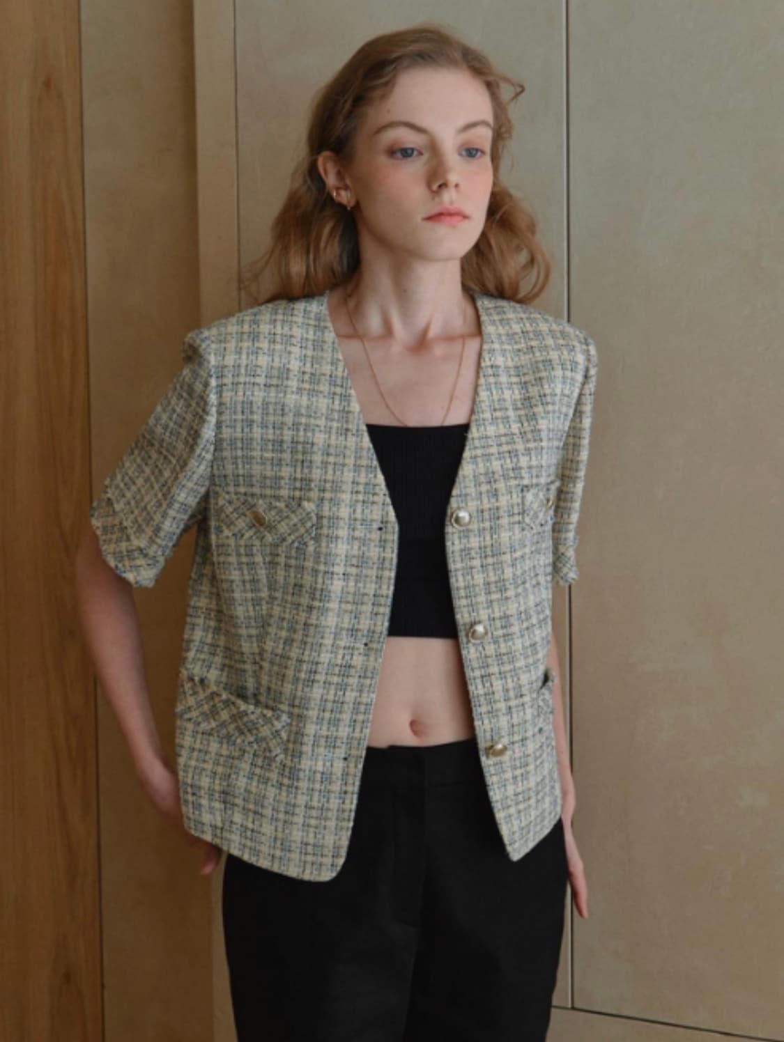 [새상품] 루에브르 트위드 반팔자켓 상품이미지1