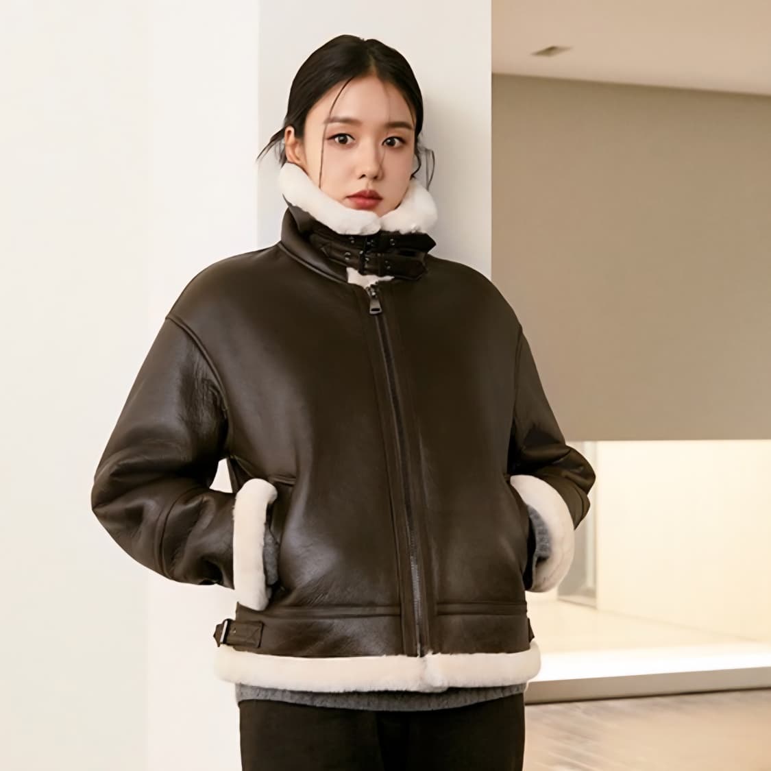 셀렙샵에디션 양모 하프 코트 브라운 77 상품이미지9