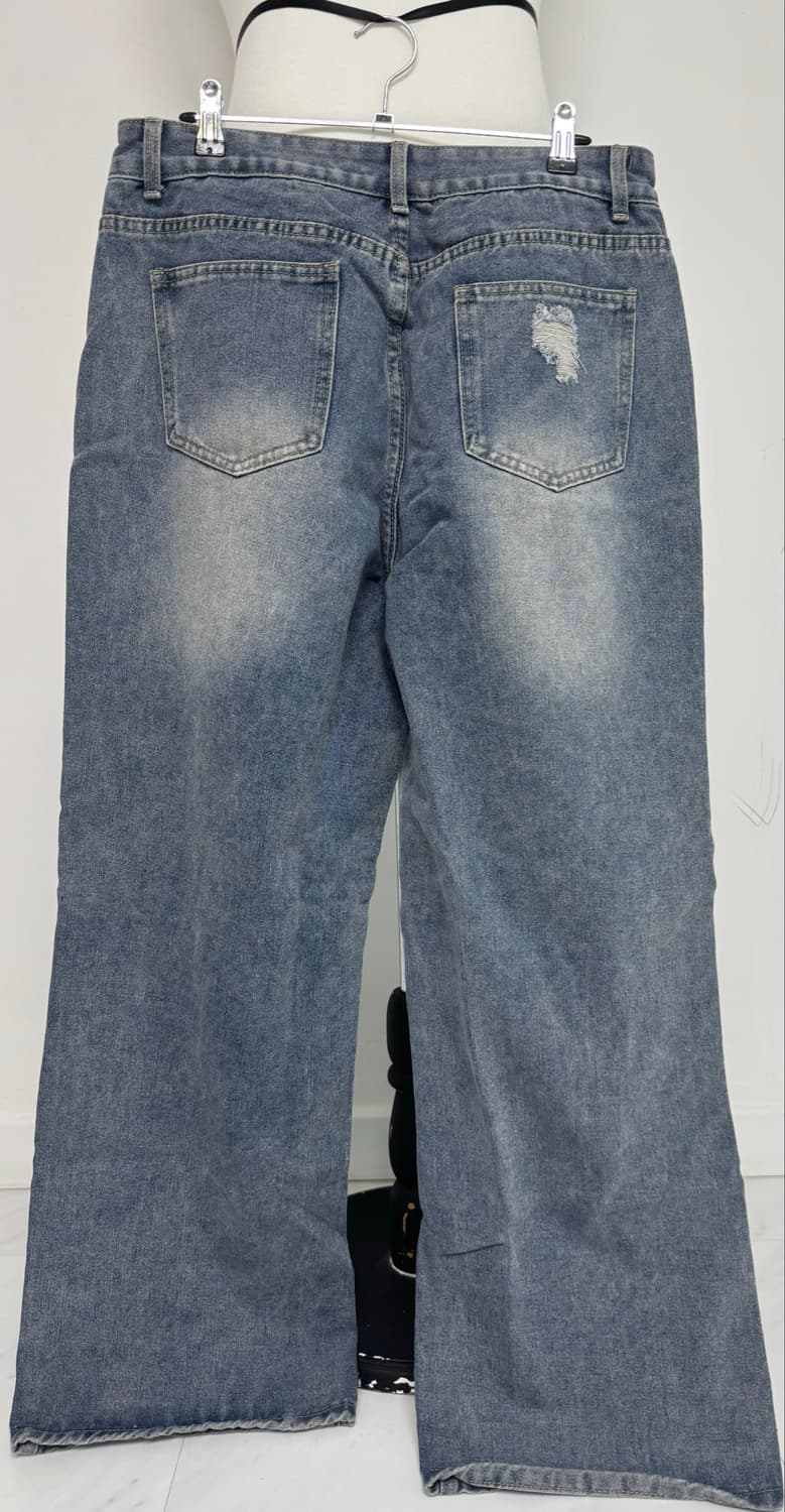 블랙 찢청 와이드  팬츠 XXL-M 까지 조절 가능.. 상품이미지2