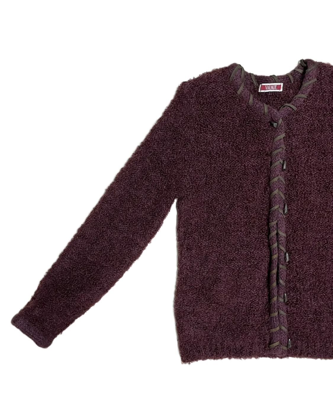 Burgundy toggle button cardigan 상품이미지2