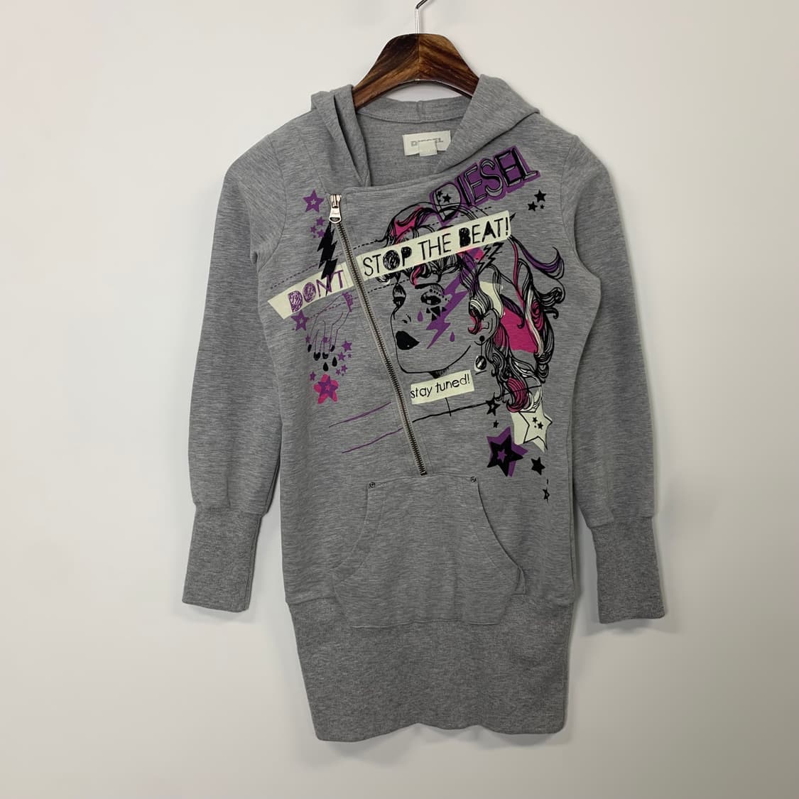 디젤 y2k 와투케 그레이 지퍼 후드티 상품이미지2