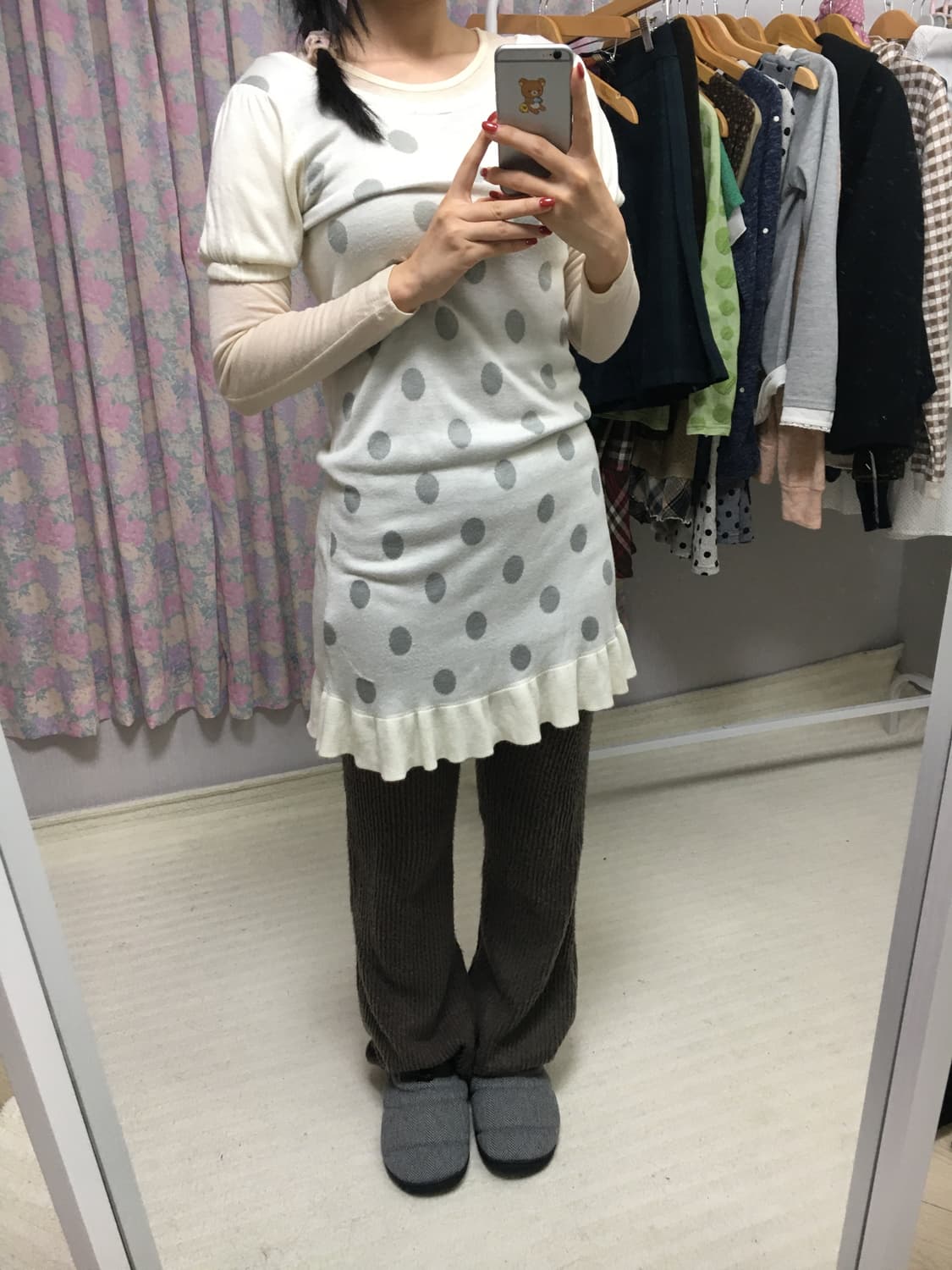 아이보리 도트 니트 원피스 상품이미지4