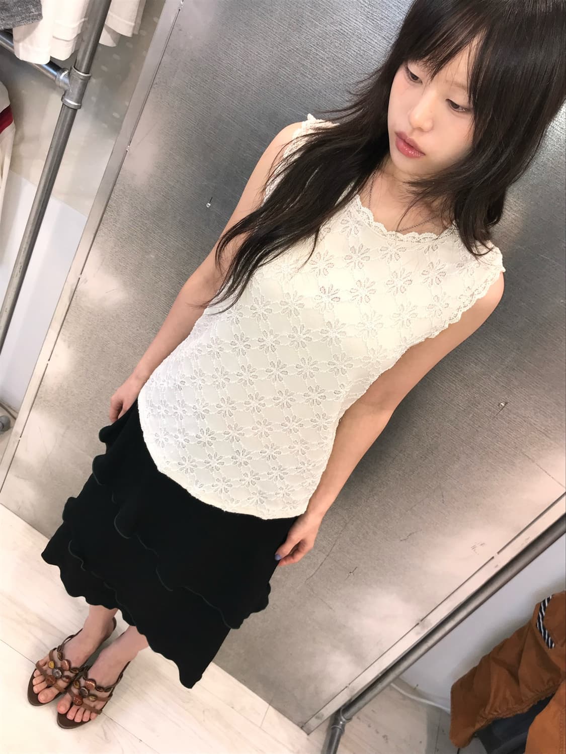 Camellia 꽃무늬 레이스 나시  상품이미지1