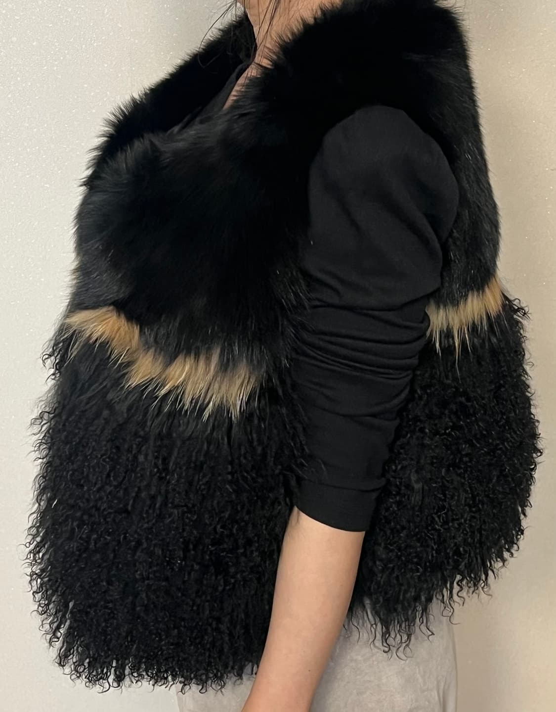 [EVITA] 폭스 & 양털 믹스 조끼 상품이미지2