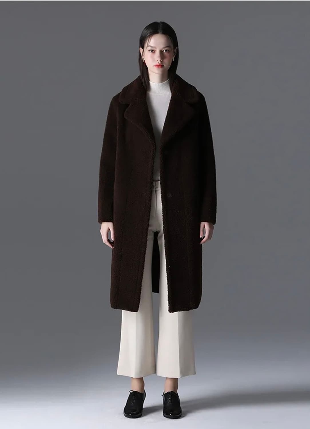 [최상급] 쉬즈미스 핸드메이드 양면코트 / 무스탕 부클 코트 다크네이비 상품이미지4