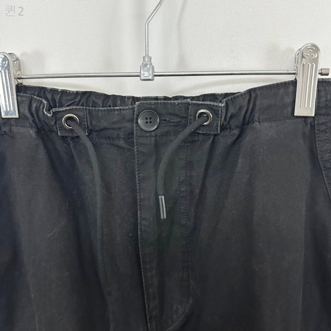 ZIZEMUSEUM 남자 밴딩 와이드 면 바지 검정 M 상품이미지6