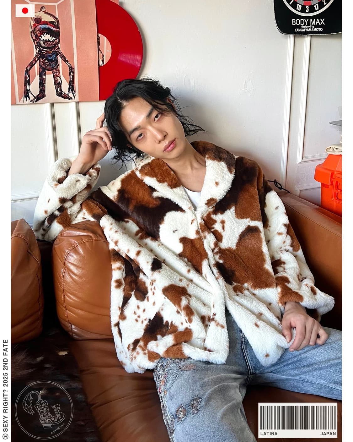 90-00s Latina Milk Cow Faux fur Coat 상품이미지1