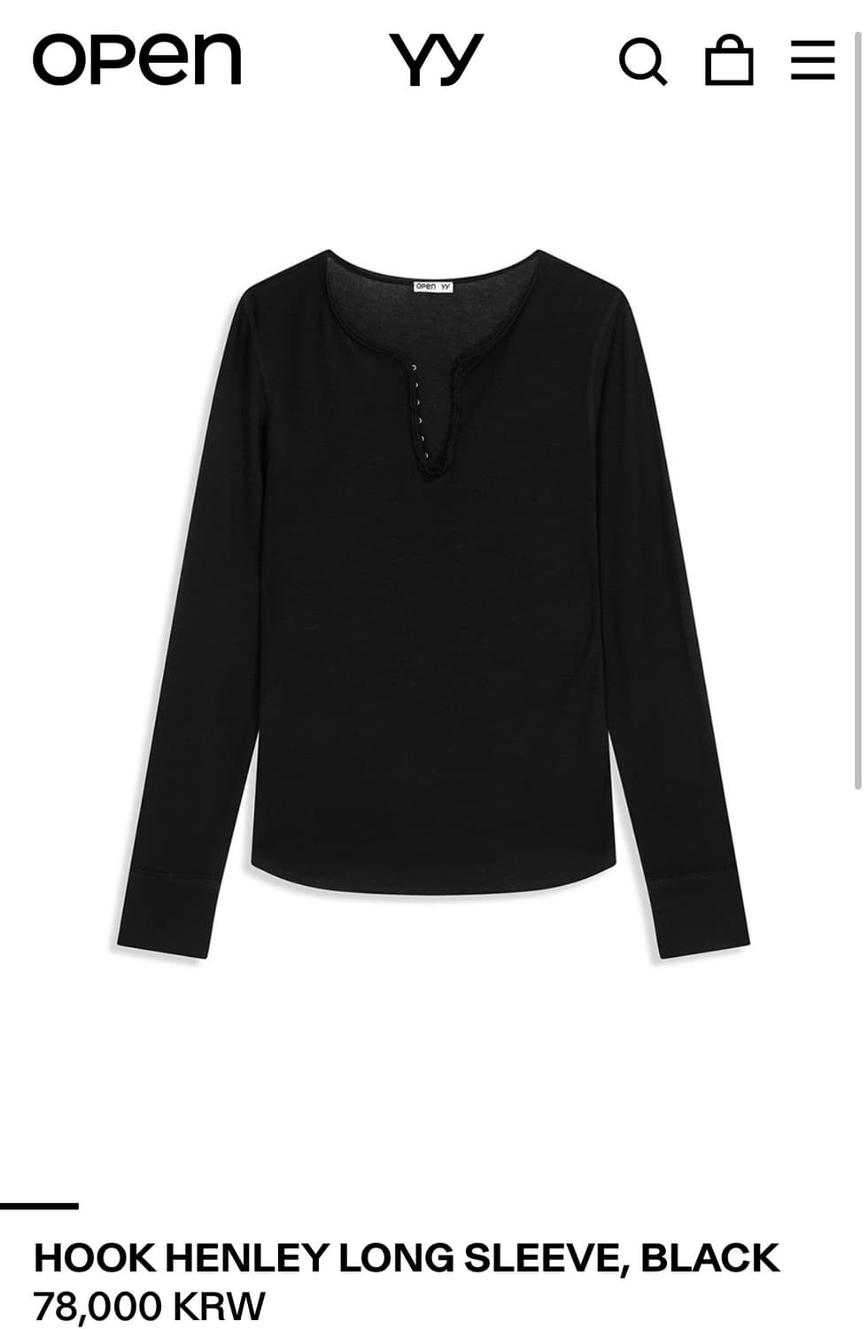 오픈와이와이 open yy HOOK HENLEY LONG SLEEVE ㅌ 상품이미지1