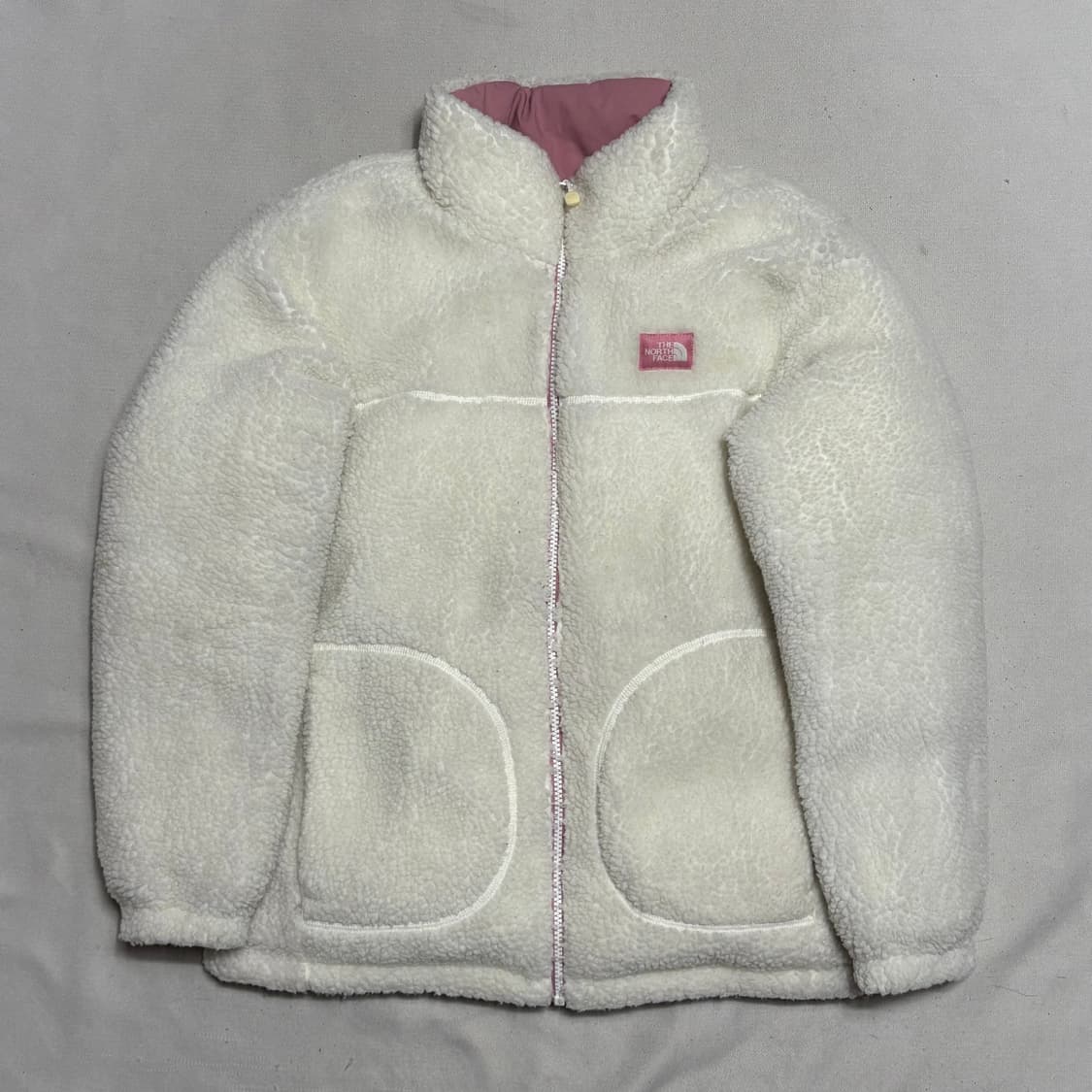 S 노스페이스 여성용 핑크 뽀글이 패딩 상품이미지4