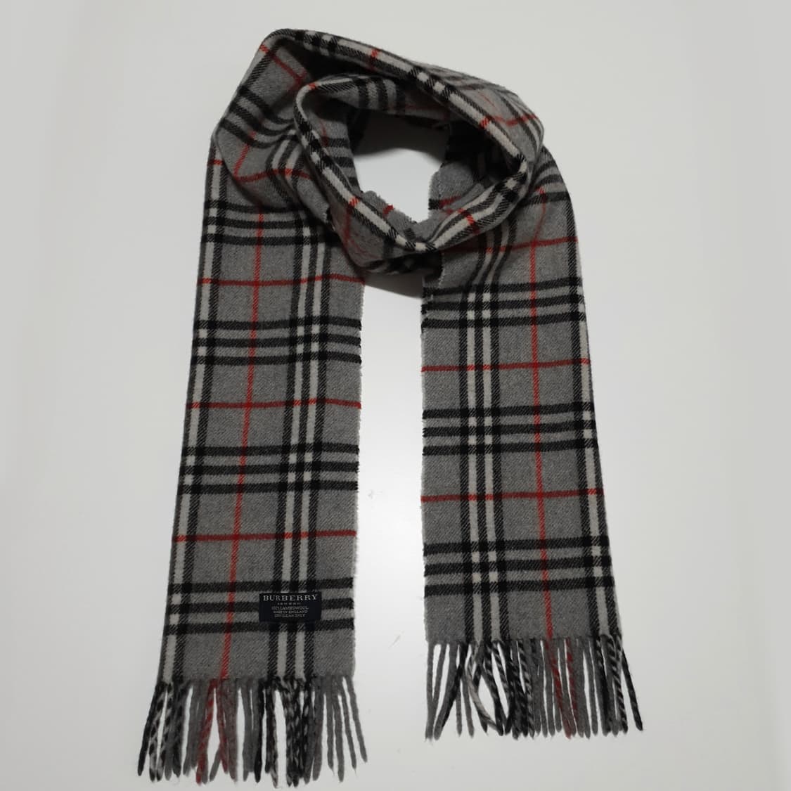 [정품] 버버리 100% 램스울 노바체크 머플러 목도리 그레이 상품이미지1