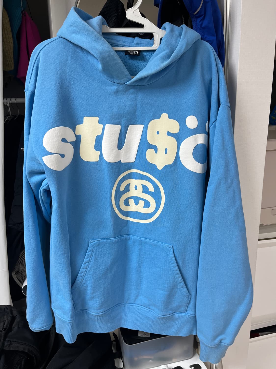 스투시 x CPFM 8볼 피그먼트 다이드 후드 블루 L사이즈 상품이미지1
