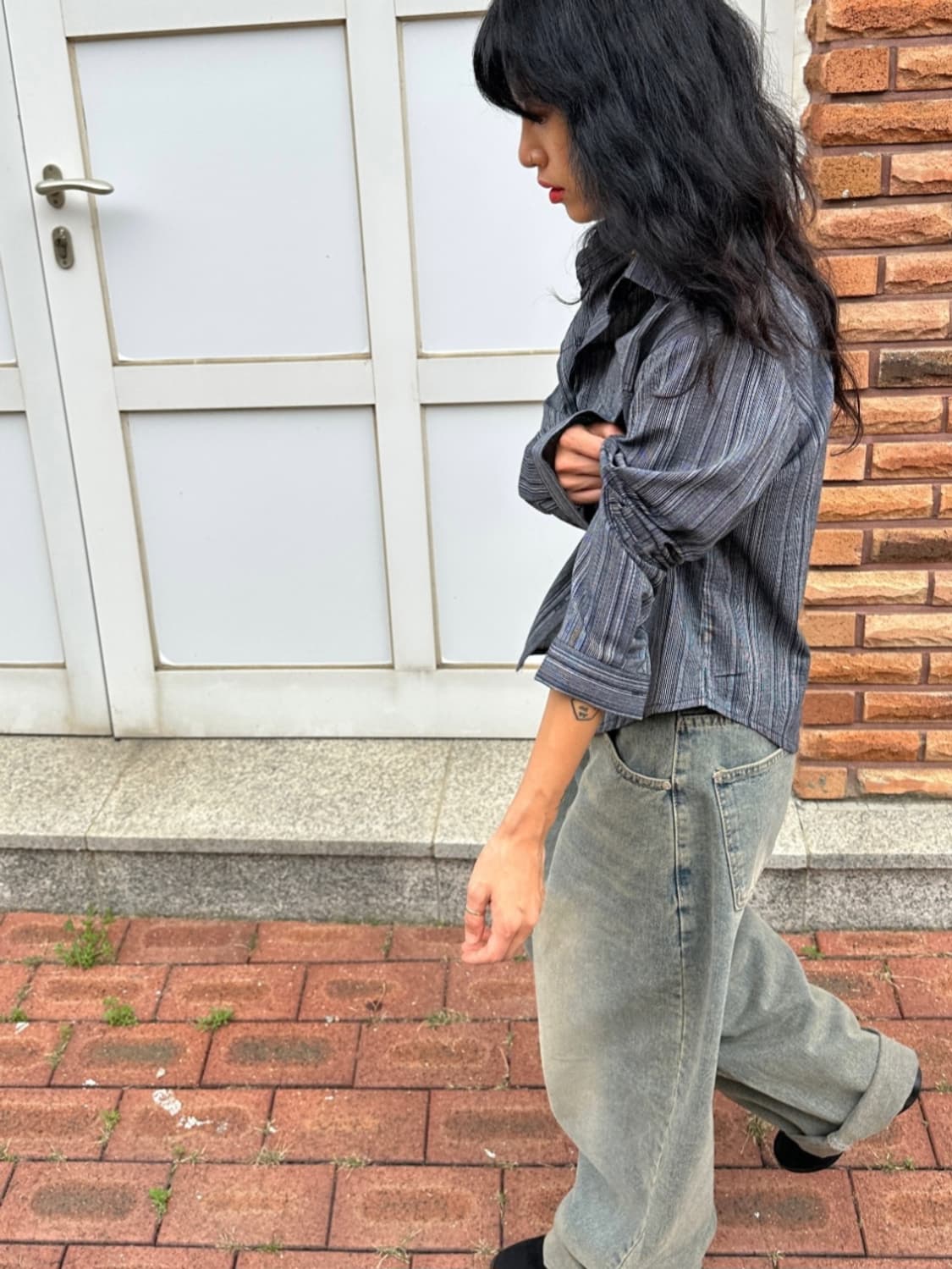 신시 그레이워싱 와이드 데님팬츠 빈티지 워싱 상품이미지2