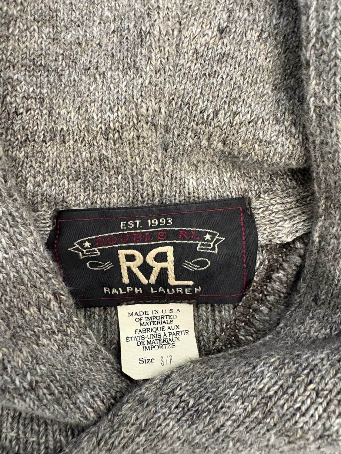 90s RRL 더블알엘 코튼 울 니트 풀오버 후드티 그레이 상품이미지2