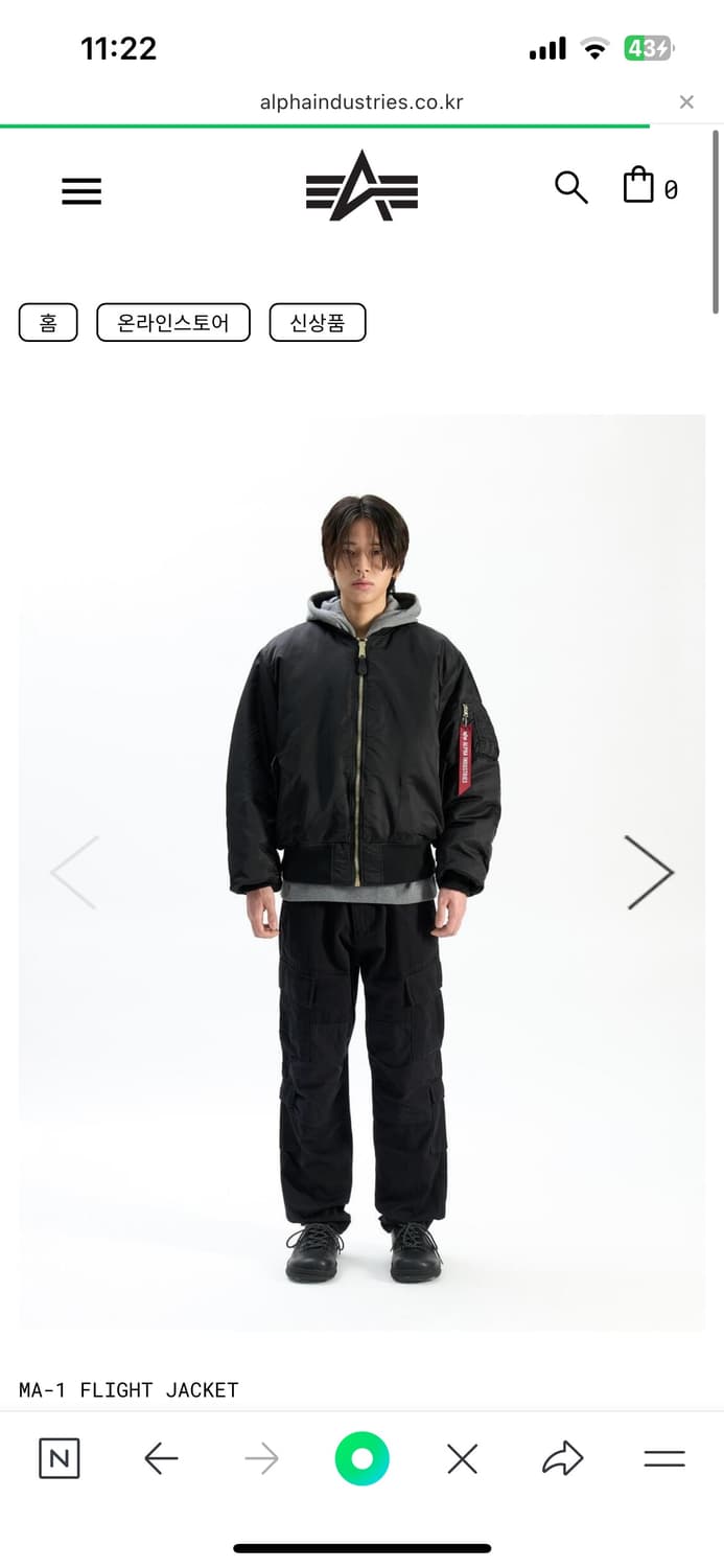 알파인더스트리 ma-1 블랙 상품이미지1