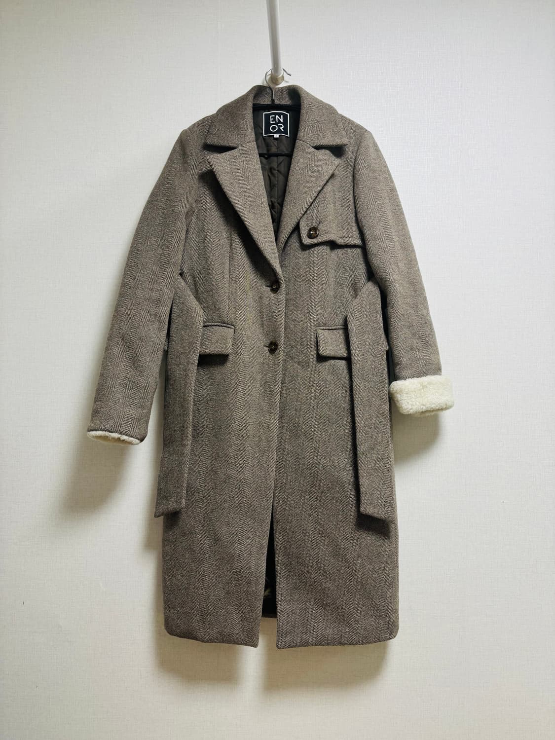 엔오르 ENOR 울 헤링본 롱 코트 상품이미지1
