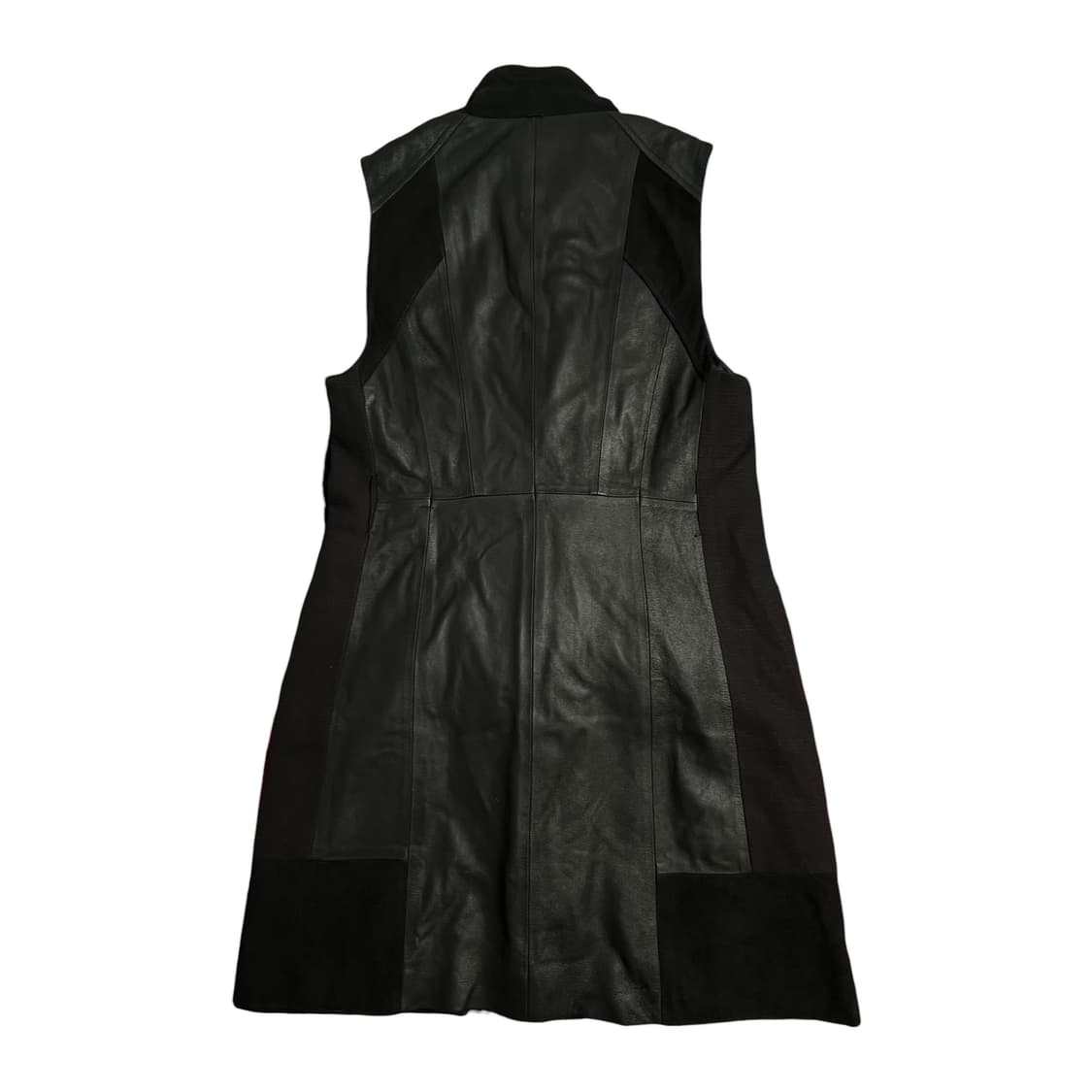 BLUPEPE 가죽 롱 조끼 베스트 블랙 상품이미지2