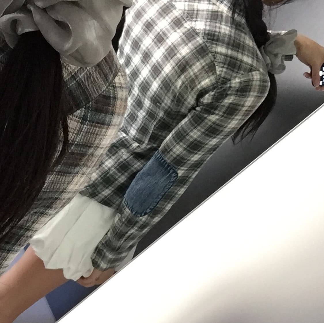 MandC 모리걸 담백 데님 체크 셔츠 상품이미지4