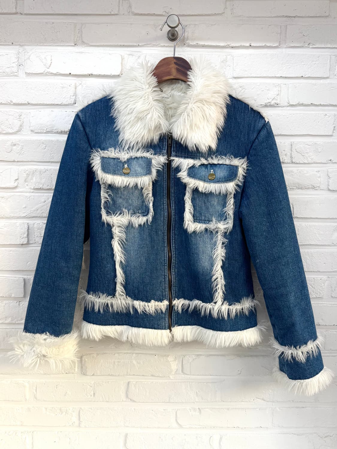 데님 화이트 퍼 무스탕  상품이미지3