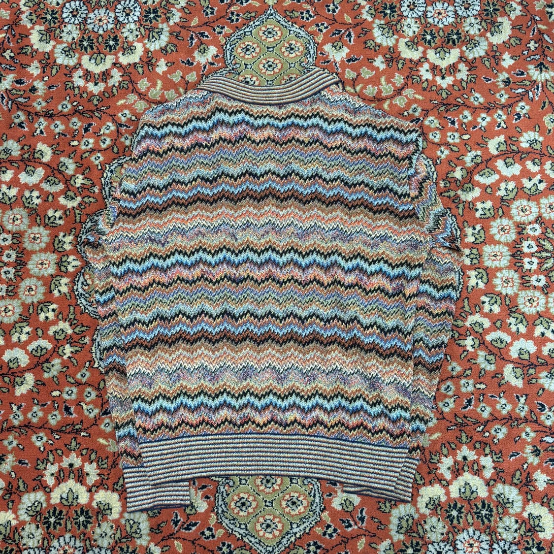 [XL]  빈티지패턴 오렌지브라운 카라 니트 상품이미지2