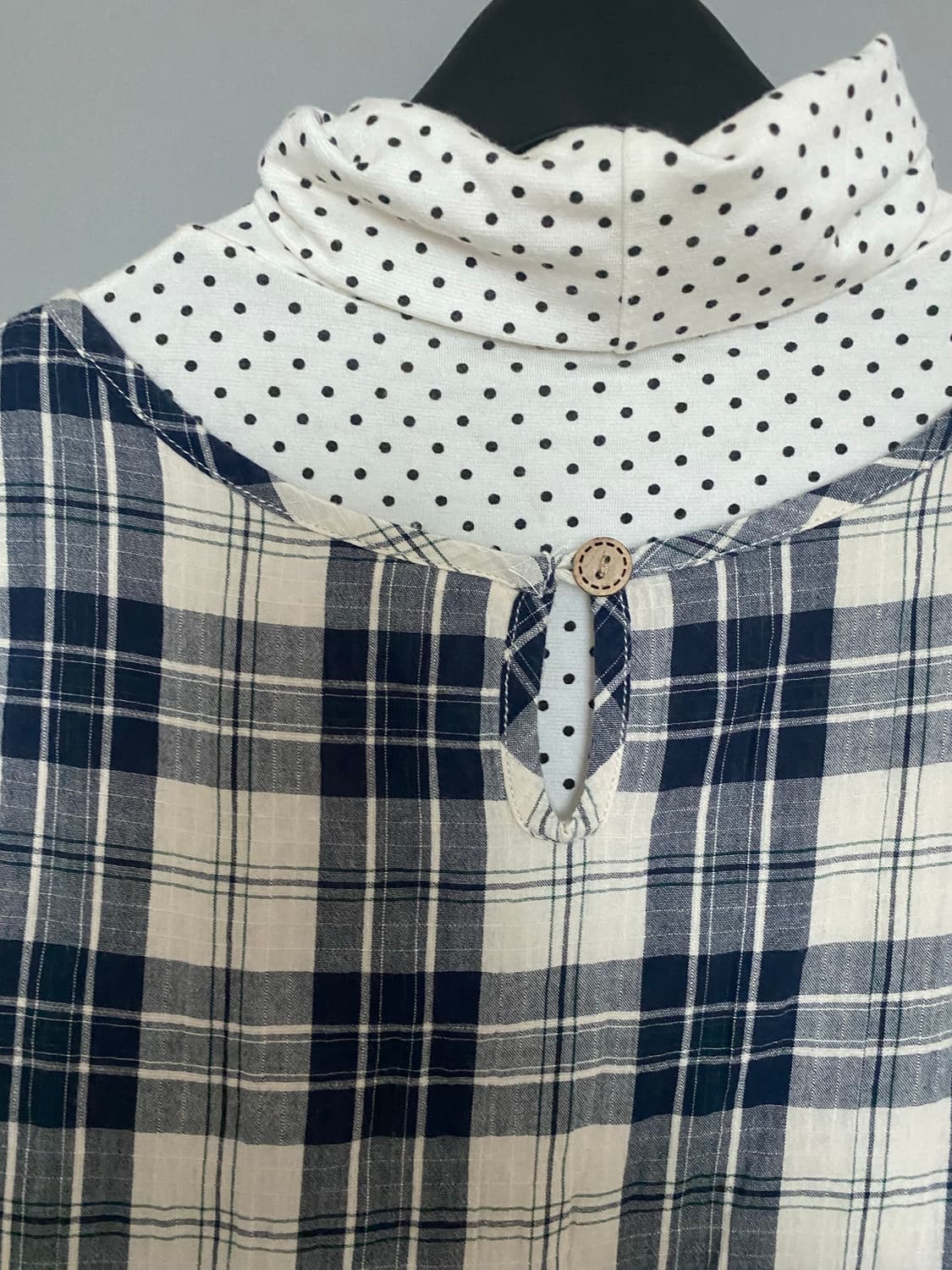 🫧빈티지 모리걸🫧도트 목폴라&체크 슬리브리스 원피스 세트 상품이미지5