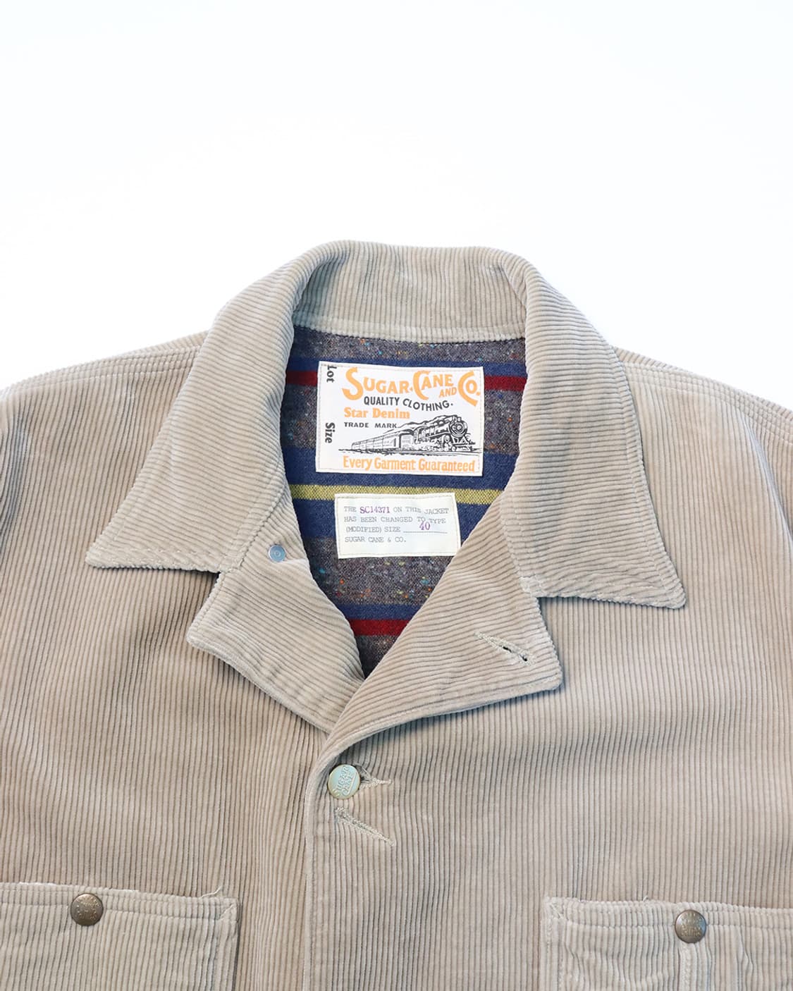 슈가케인(Sugar Cane) 코듀로이 블랭킷 라이닝 워크 코트 상품이미지4