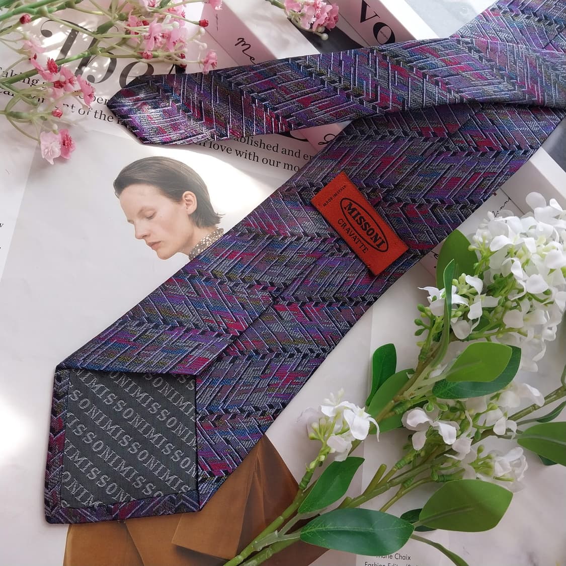 미쏘니 실크 퍼플 믹스 자카드 넥타이 9.6cm A+등급 K2414
 상품이미지5