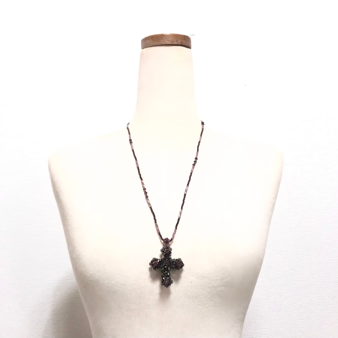 빈티지 핸드메이드 십자가 퍼플 블랙 비즈 목걸이 오리엔탈 갸루 펑크 상품이미지2