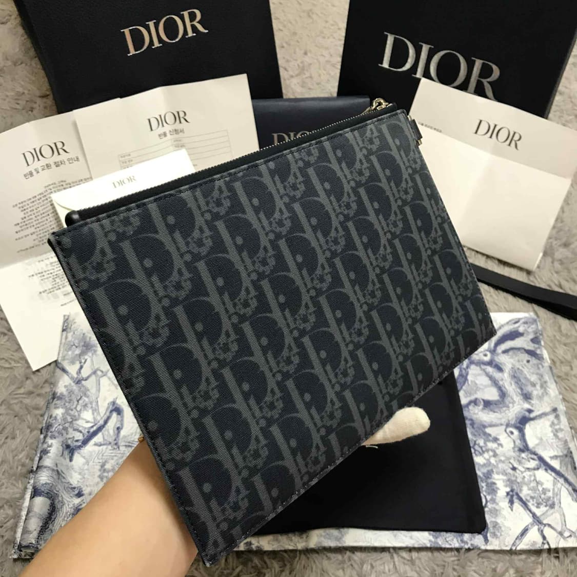 {클로젯}[백화점 풀구성+인보이스]디올 오블리크 A5 데님 클러치백 상품이미지4