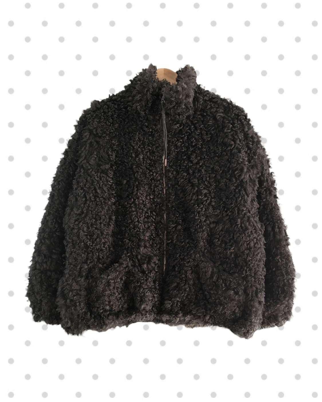 vintage curly fur zip-up jacket charcoal 상품이미지5