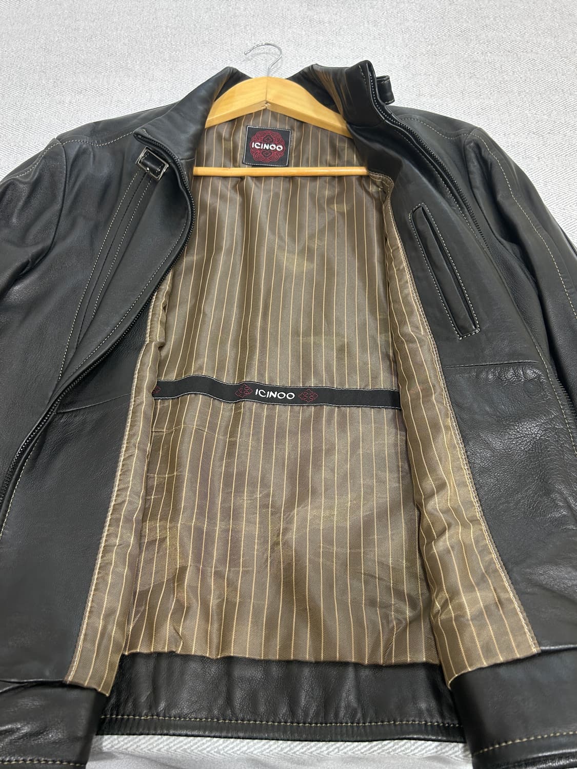 Vintage 이신우 양가죽 블랙 가죽 자켓 M 95 상품이미지9