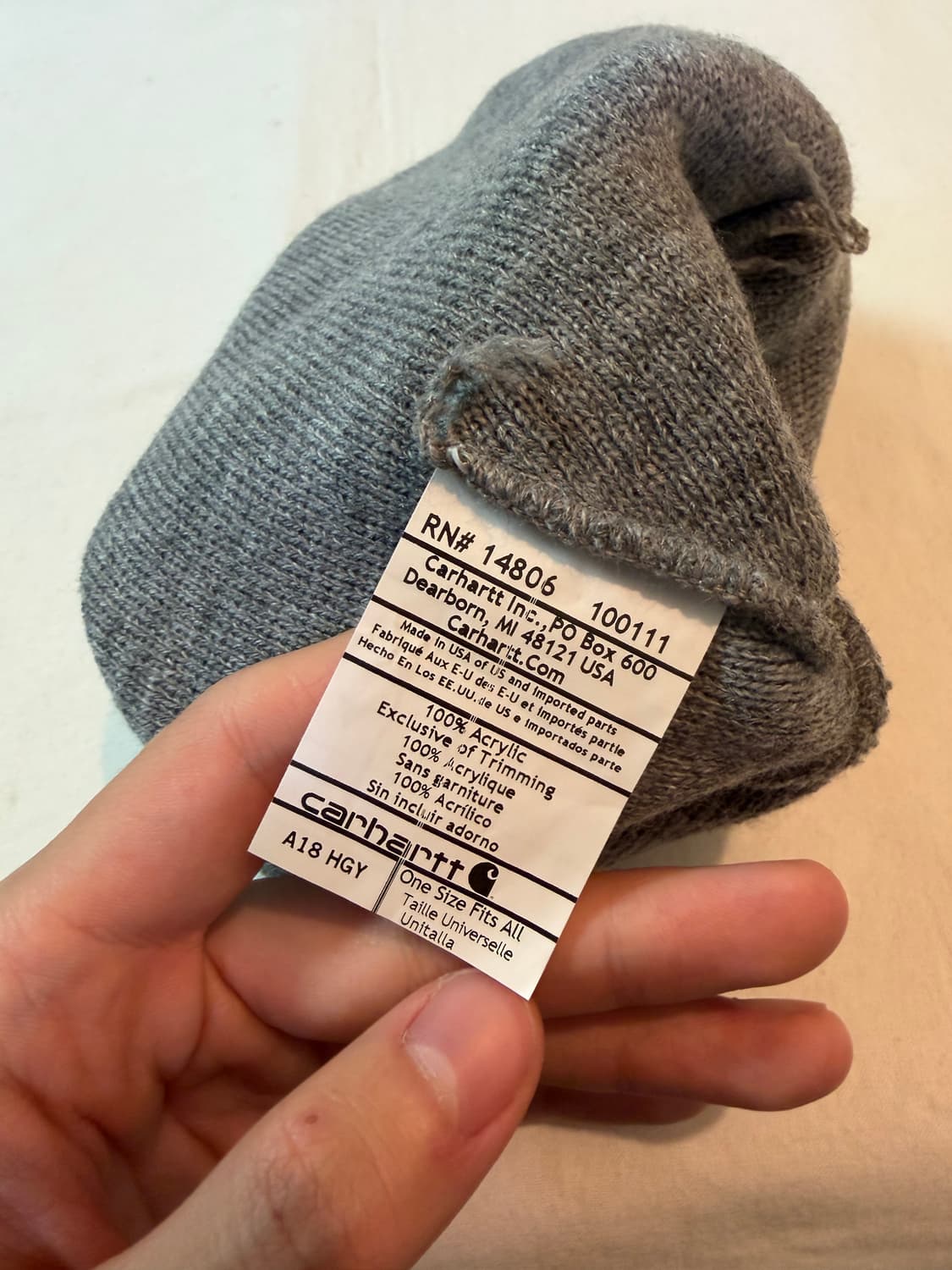 칼하트 Made in USA 패치로고 비니 그레이 상품이미지3