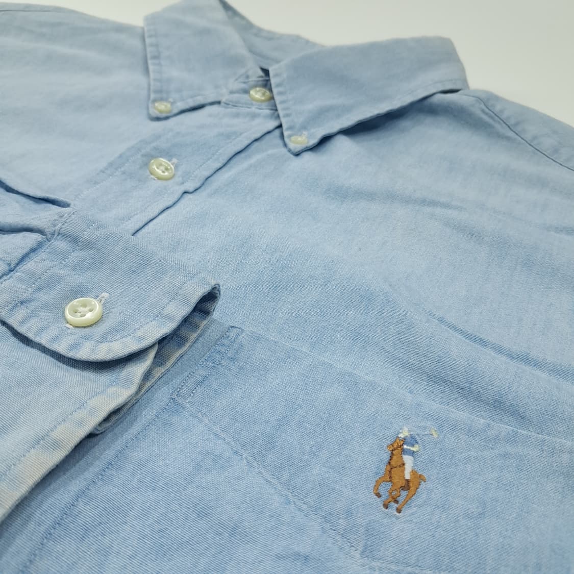 CL835 XL 폴로 90s 코튼 멀티포니 빅셔츠 샴브레이 셔츠 남방 상품이미지4