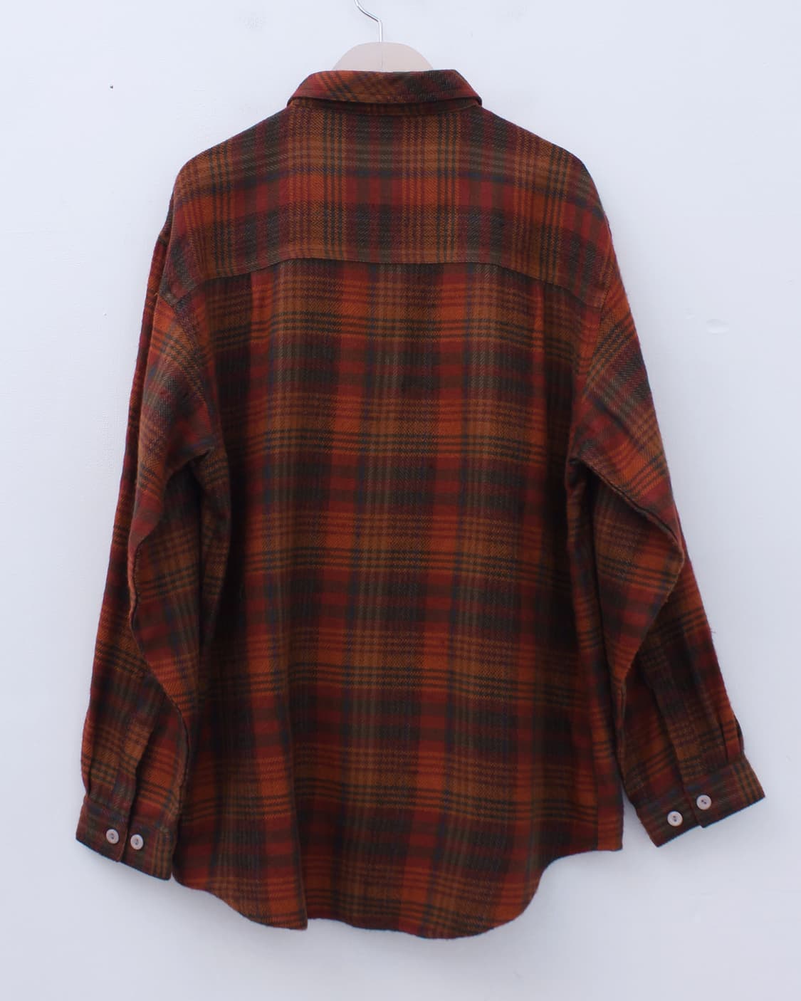 일본 빈티지 울 모직 체크 오버핏 셔츠 상품이미지4