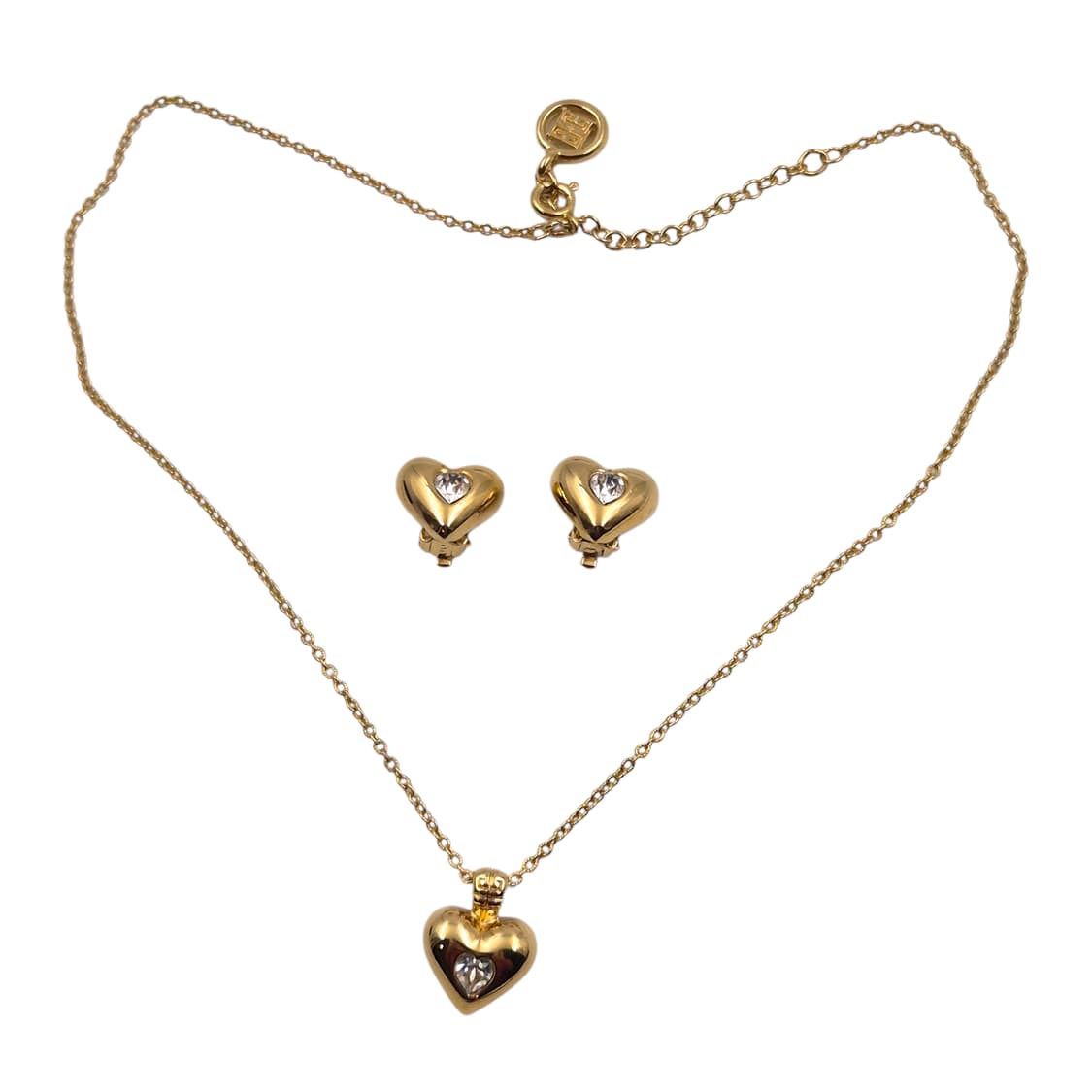 80s 프랑스 지방시 비쥬 하트 목걸이&이어클립 세트 상품이미지5