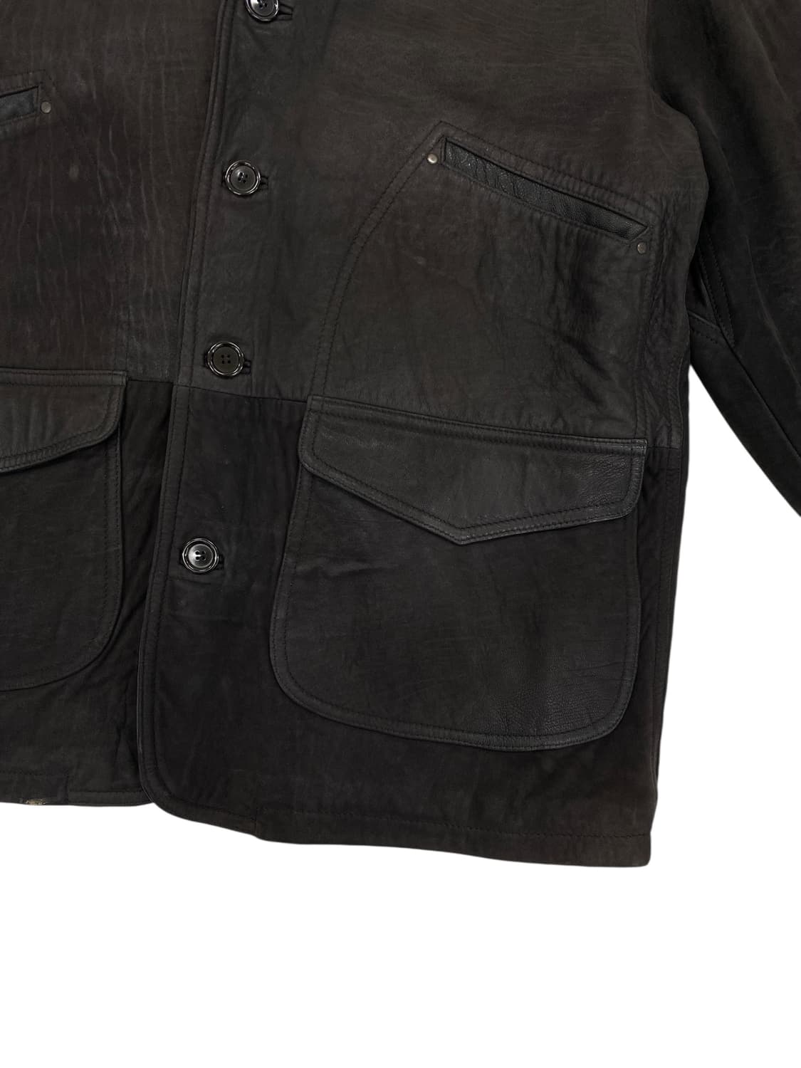 90's Bisonte 레더 헌팅 자켓 상품이미지4