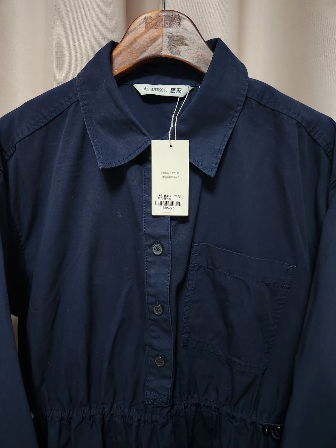 JW 앤더슨 유니클로 셔츠 원피스 네이비 상품이미지4