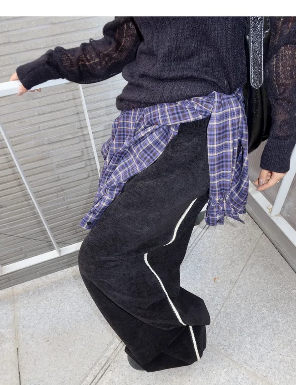 빈티지 블루 파랑 네이비 체크 셔츠 남방 레이어드 상품이미지2