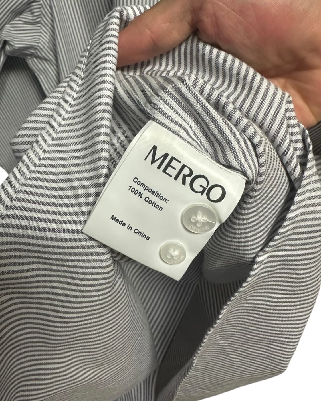 (새상품) 메르고(MERGO) 클래식 스트라이프 긴팔 셔츠 그레이 XL 상품이미지5