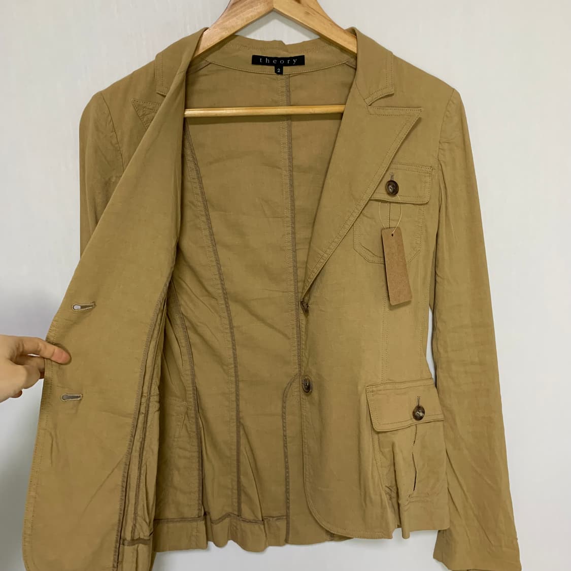 띠어리 슬림 포켓 트렌치 블레이저 린넨 여성 자켓 상품이미지5