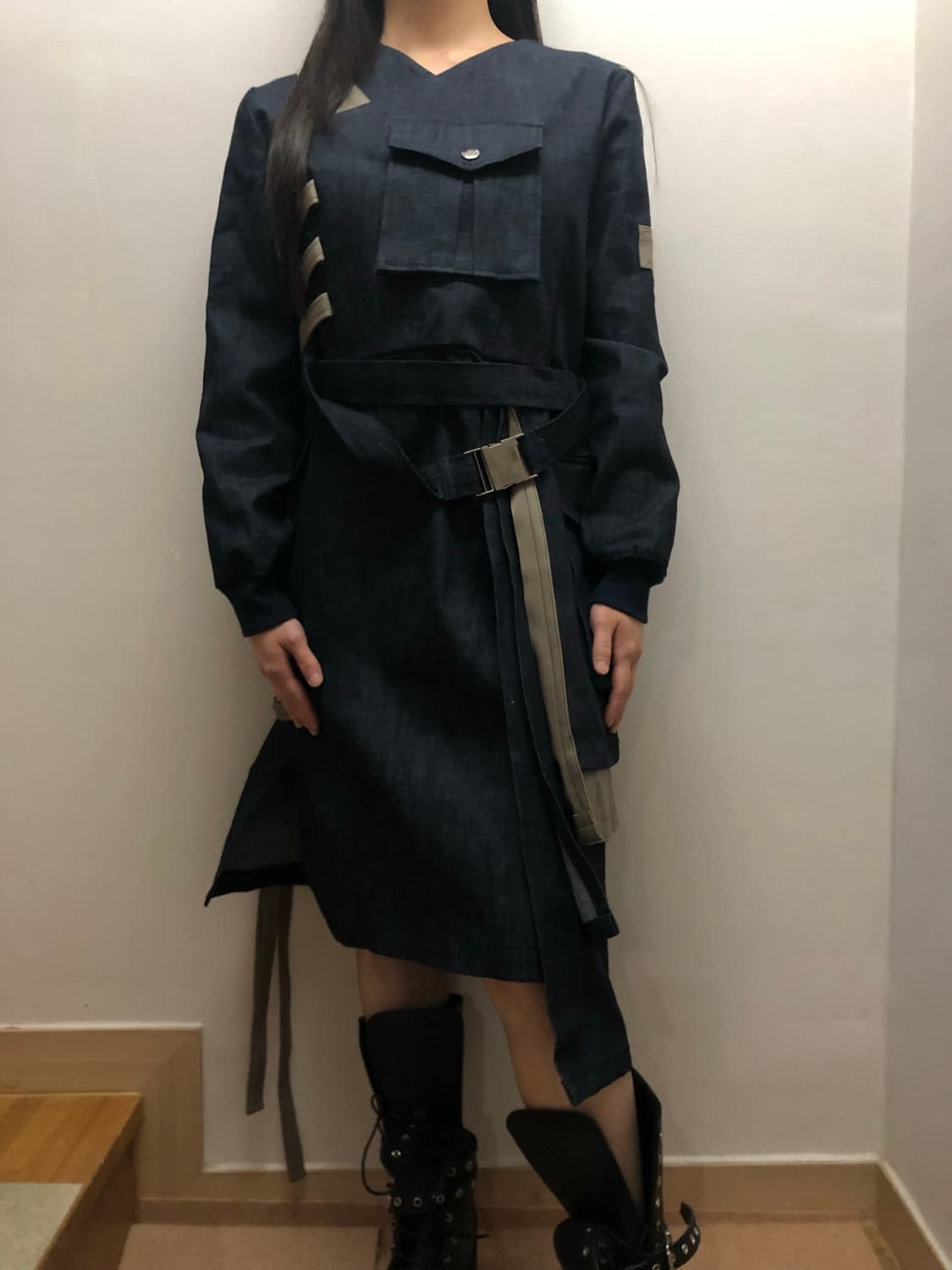 빈티지 데님 아방가르드 원피스 상품이미지3