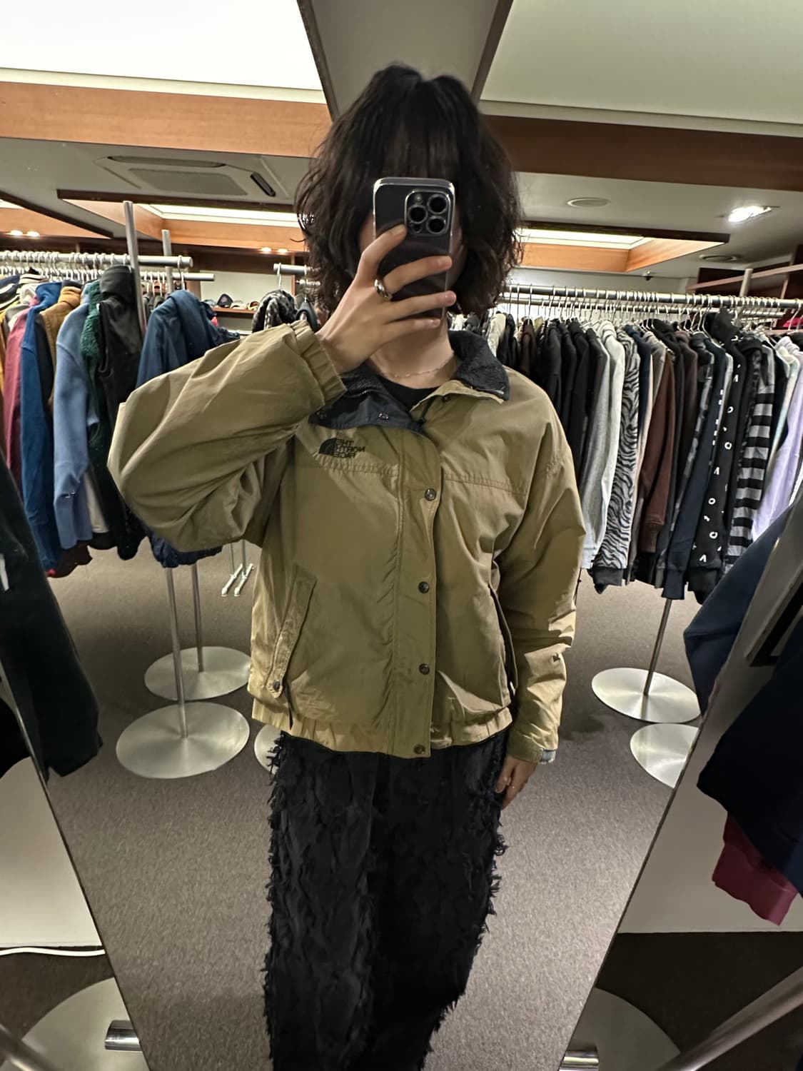 M)노스페이스 빈티지 크롭 베이지 플리스 패딩 자켓 상품이미지1